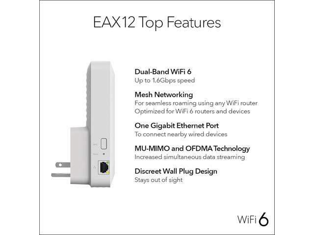 NETGEAR - EAX12 AX1600 WiFi 6 Mesh Wall Plug Range Extender - White - image 9