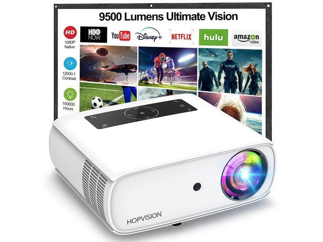 New Native 1080P Projector Full Hd, 9500Lux Movie Projector With 150000 Hours Led Lamp Life, Support 4K 350' Home Outdoor Projector For Smartphone/.
