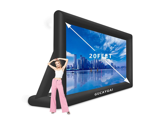 Outdoor Blow Up Movie Screen - Inflatable Projector Screen For Movie Parties Pool Lawn Event, Inflatable Mega Movie Screen With Tie-Downs And Carry...