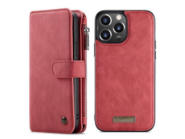 For Iphone 13 Pro Max Wallet Case, Multifunction Zipper Purse Wallet Case [Card Slots][Cash Pocket][Kickstand] Detachable Magnetic Back Phone Cover. (690128905945 Electronics Communications Telephony Mobile Phone Cases) photo