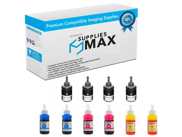SuppliesMAX Compatible Replacement for Expression ET-3600/ET-4550/ET-16500/L1455/L605/L655/M100/M105/M200 Pigment Ink Bottle Combo Pack...