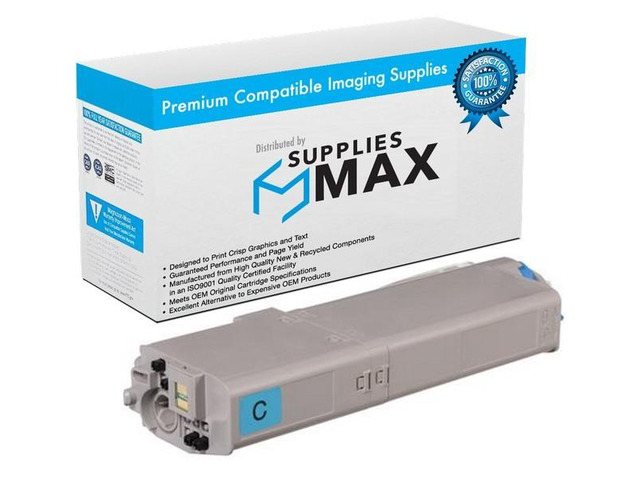SuppliesMAX Compatible Replacement for Okidata C532dn/C542dn/MC-563dn/MC-573dn Series Cyan High Yield Toner Cartridge (6000 Page Yield) (46490603)