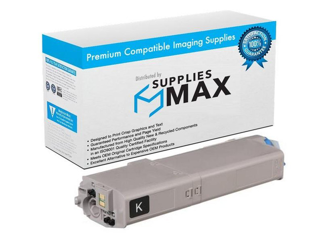 SuppliesMAX Compatible Replacement for Okidata C532dn/C542dn/MC-563dn/MC-573dn Series Black High Yield Toner Cartridge (7000 Page Yield) (46490604)