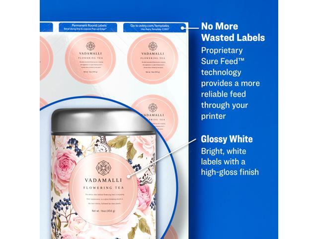 Avery Round True Print Labels 2' dia White 120/Pack 22807