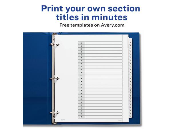 Avery Dividers Ready Index A-Z 9-3/4' x 11' 26/Set White 11166