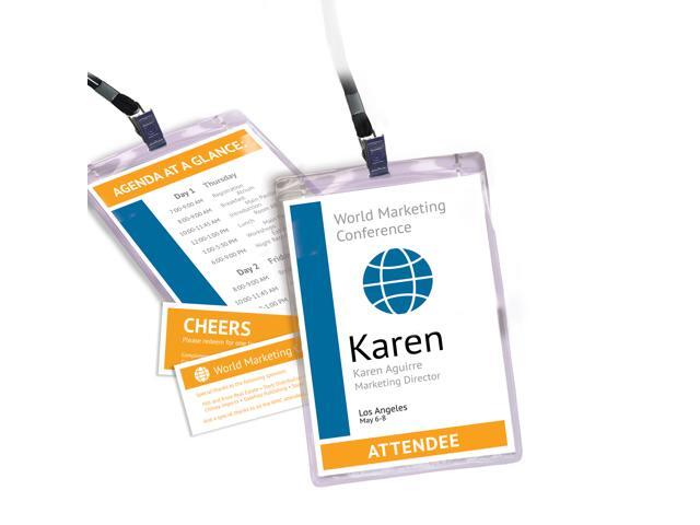 Avery Vertical Name Badges & Tickets, Durable Plastic Holders, Lanyards, 6' x 4-1/4', 75 Badges (8521)