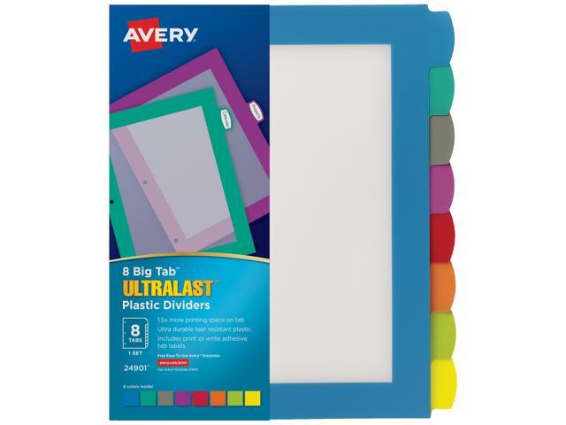 Avery Ultralast Big Tab Plastic Dividers, 8-Tab Set, Multicolor (24901)