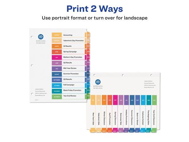 Avery Ready Index 12 Tab Dividers, Customizable TOC, 6 Sets (11830)