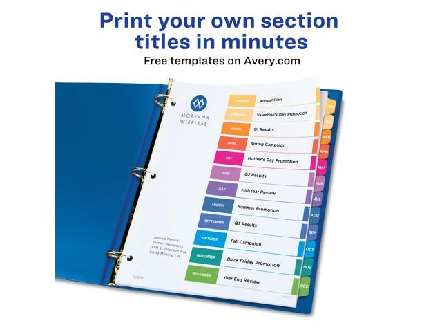 Avery Ready Index 12 Tab Dividers, Customizable TOC, 6 Sets (11830)