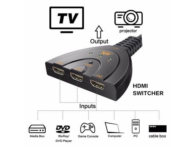 3 Port Auto HDMI Switch Switcher Splitter Hub Box Adapter HD 4K x 2k HDTV