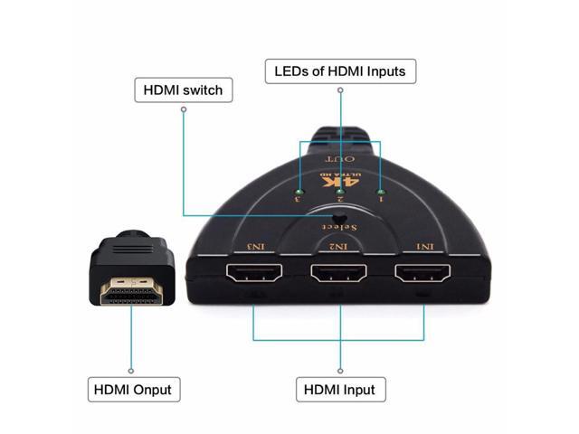 3 Port Auto HDMI Switch Switcher Splitter Hub Box Adapter HD 4K x 2k HDTV