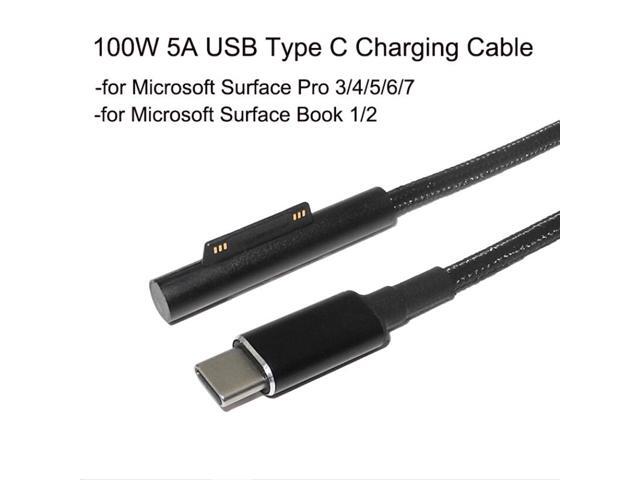 100W USB Type C 5A PD Power Supply Charger Adapter Charging Cable for Microsoft Surface Pro 7/6/5/4/3/GO/BOOK Laptop 1/2