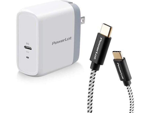 PowerLot USB C Wall Charger, GaN 65W USB C Charger Block with 6ft Type C Cable, PD Fast Charger for iPhone 15/14/13, iPad Pro, Pixel 7/6, 60W Power...