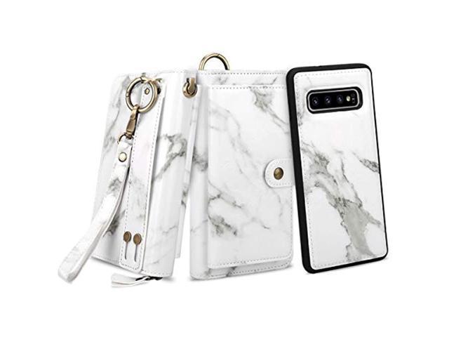 Compatible Galaxy S10 Wallet Case, Multi-Functional Pu Leather Zip Wristlets Clutch Detachable Magnetic 13 Card Slots 4 Cash Purse Protection Back. (100410503297 Electronics Communications Telephony Mobile Phone Cases) photo