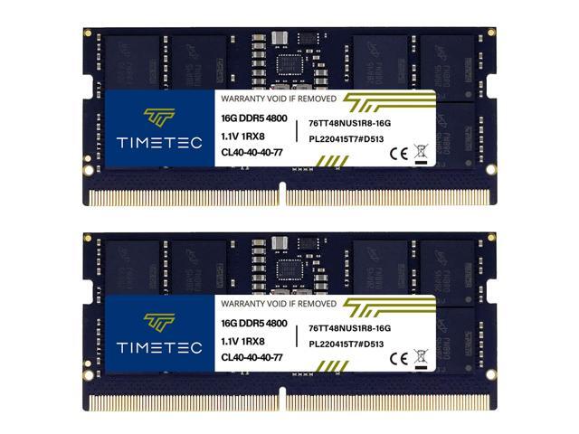 Timetec 32GB KIT(2x16GB) DDR5 4800MHz PC5-38400 Unbuffered Non-ECC 1.1V CL40 1Rx8 Single Rank 262 Pin SODIMM Laptop Memory RAM Module Upgrade (32GB.