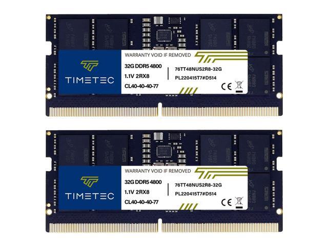 Timetec 64GB KIT(2x32GB) DDR5 4800MHz PC5-38400 Unbuffered Non-ECC 1.1V CL40 2Rx8 Dual Rank 262 Pin SODIMM Laptop Memory RAM Module Upgrade (64GB...