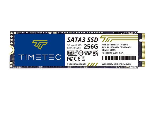 Timetec 256GB SSD 3D NAND TLC SATA III 6Gb/s M.2 2280 NGFF 128TBW Read Speed Up to 550MB/s SLC Cache Performance Boost Internal Solid State Drive.