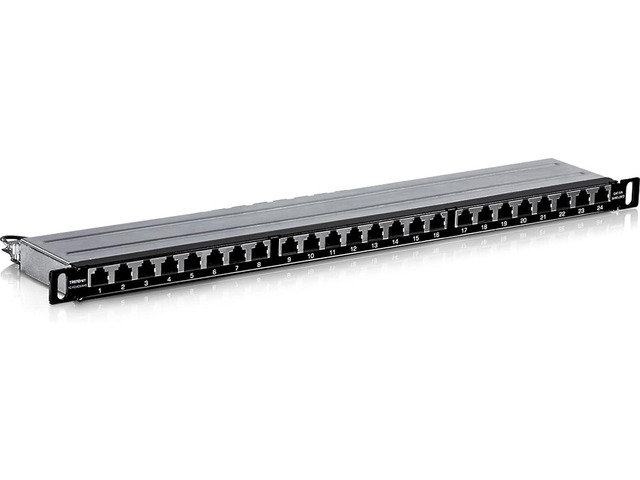 TRENDnet 24-Port CAT6A Shielded Half-U Patch Panel, 10G Ready, Half The Height of Standard 1U Patch Panels, Metal Rackmount Housing,...