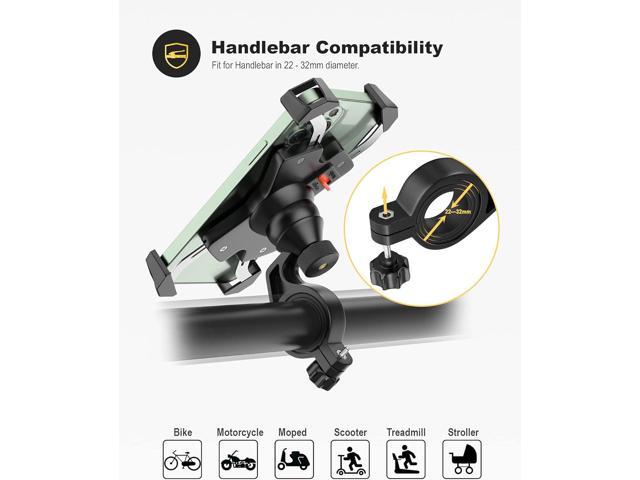 Bike Phone Mount Metal Motorcycle Handlebar Phone Holder Scooter Phone Clamp for 4.0-7.0 Inch Smartphone with 360° Rotation