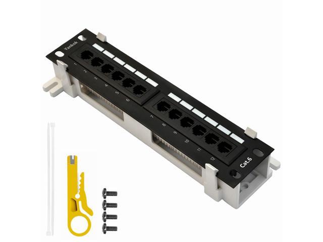 Yankok [CAT6 12 Port Patch Panel] Supports Back CAT5/5e with Bracket Rack / Wall Mount 10in.x1U Unshielded Color-Coded T568A/B Wiring (Come with.
