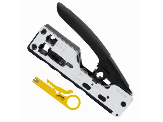 Yankok [CAT5/5e CAT6/6a CAT7 Modular Crimper] Crimps Shielded and Unshielded RJ45 (8P8C) RJ12 (6P6C) RJ11 (6P4C) Network Connectors Ethernet Data.