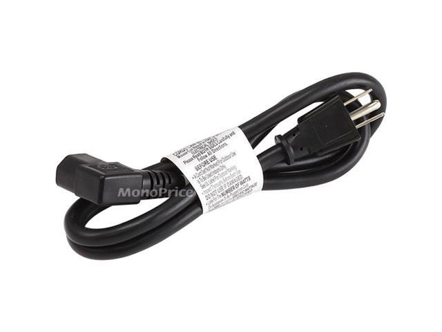 Monoprice 3ft 16AWG Power Cord w/ 3 Conductor PC Power Connector Socket, 13A (NEMA 5-15P to Right Angle IEC-320-C13)