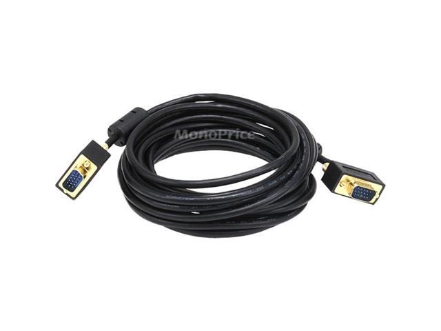 Monoprice 15ft Ultra Slim SVGA Super VGA 30/32AWG M/M Monitor Cable with Ferrites (Gold Plated Connector)