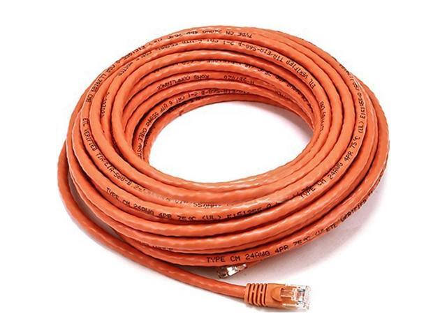 Monoprice Cat6 Ethernet Patch Cable - 50 Feet - Orange Network Internet Cord - RJ45, Stranded, 550Mhz, UTP, Pure Bare Copper Wire, Crossover, 24AWG
