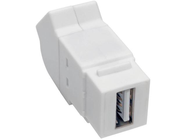 Tripp Lite USB 2.0 All-in-One Keystone/Panel Mount Angled Coupler (F/F), White (U060-000-KPA-WH)