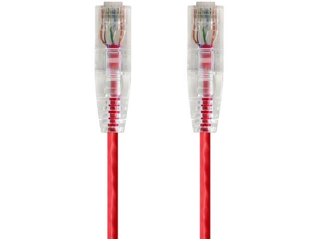 Monoprice Cat6 Ethernet Patch Cable - 7 feet - Red Snagless RJ45 Stranded 550MHz UTP CMR Riser Rated Pure Bare Copper Wire 28AWG - SlimRun Series