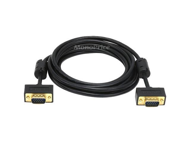 Monoprice Ultra Slim SVGA Super VGA M/M Monitor Cable - 10 Feet With Ferrites 30/32AWG, Gold Plated Connector