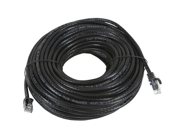 Monoprice Cat5e Ethernet Patch Cable - 100 Feet - Black Network Internet Cord - RJ45, Stranded, 350Mhz, UTP, Pure Bare Copper Wire, 24AWG -...