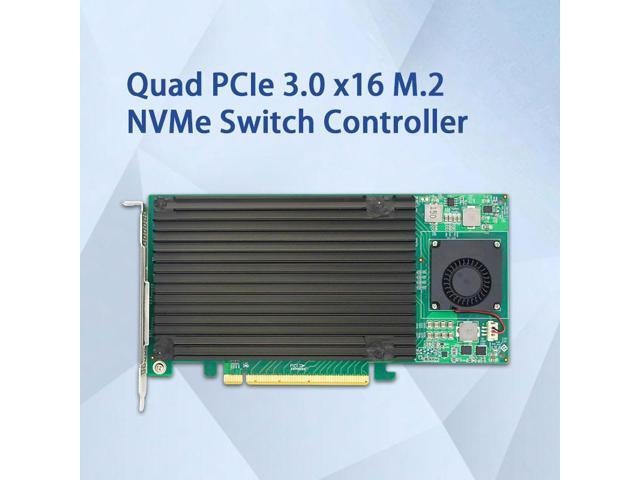 Linkreal PCIe 3.0 x16 to 4 xM.2 NVMe SSD Adapter Card with heatsink