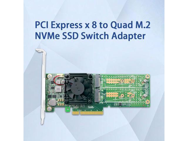 Linkreal PCIe 3.0 x8 to 4 Port M.2 NVMe SSD Switch Adapter with Low Profile Bracket for Server Storage Solutions