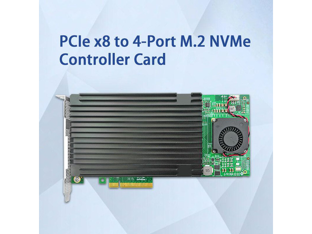 Linkreal PCI Express 3.0 x8 to 4 xM.2 NVMe SSD Adapter with Heatsink-LRNV9524-4I