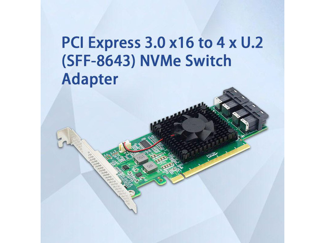 Linkreal 4 Port PCIe 3.0 x16 to U.2 NVMe SSD Adapter with SFF-8643 Connector and PLX8747 Chipset For Servers-LRNV9347-4I