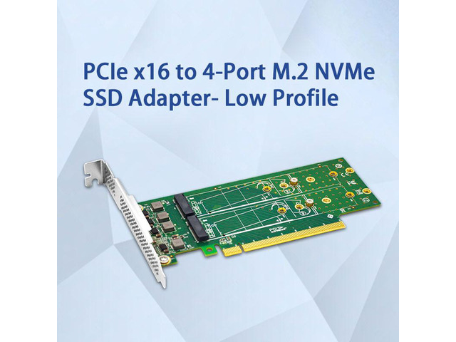 Linkreal PCIe X16 to 4 Port M.2 NVMe SSD Adapter-Low profile