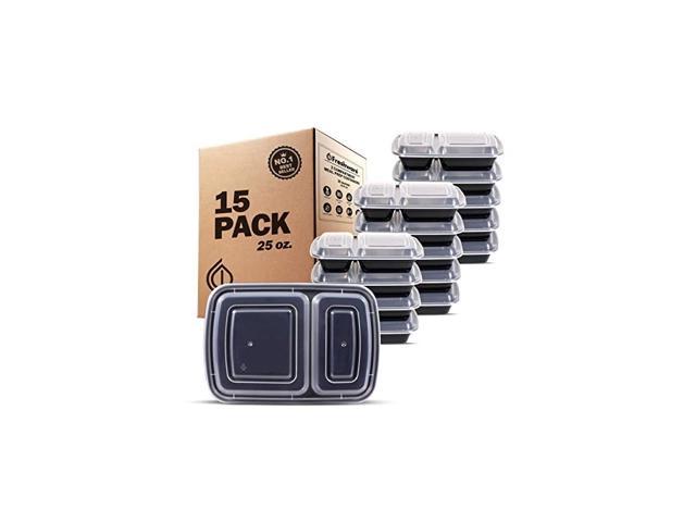 Meal Prep Containers [15 Pack] 2 Compartment with Lids, Food Storage Containers, Bento Box, BPA Free, Stackable, Microwave/Dishwasher/Freezer Safe. photo