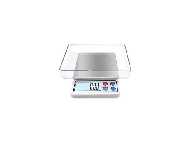 Digital Gram Scale Mini Size Food Scale 600g x 0.01g High Precision Pocket Scale with LCD Display and 1 Tray Stainless Steel PCS Convert Unit White photo