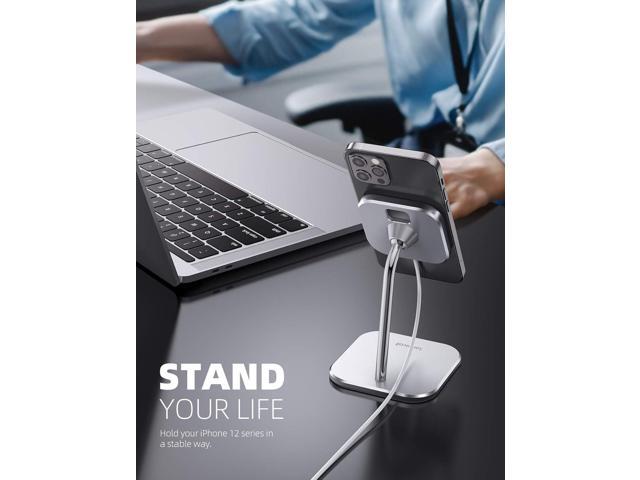 Lamicall Phone Stand for Apple 15W MagSafe Charger - [Charger Not Included] 360 Rotation Adjustable Aluminum Charging Holder Dock for Desk,...