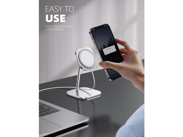 Lamicall Phone Stand for Apple 15W MagSafe Charger - [Charger Not Included] 360 Rotation Adjustable Aluminum Charging Holder Dock for Desk,...