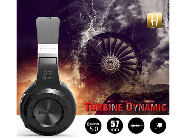 Bluedio H-Turbine Wireless Bluetooth 5.0 Headphones Powerful Bass Over-ear Headset Bulit-in Microphone-Retail package Global release (Black)