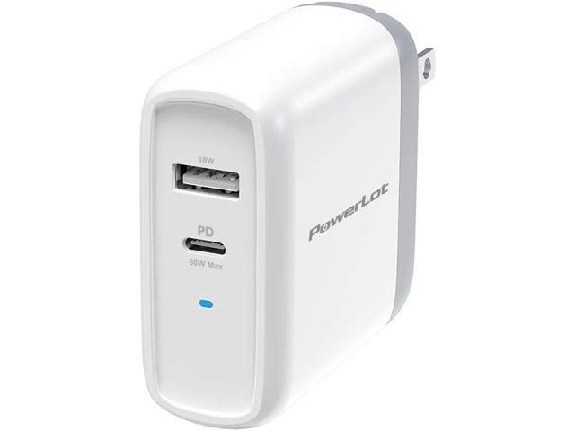 USB C Charger, PowerLot 68W 2 Port GaN PD& QC USB-C Power Adapter, 60W USB C Wall Charger for MacBook Pro, iPad pro Charger Block, 18W USB A Fast...