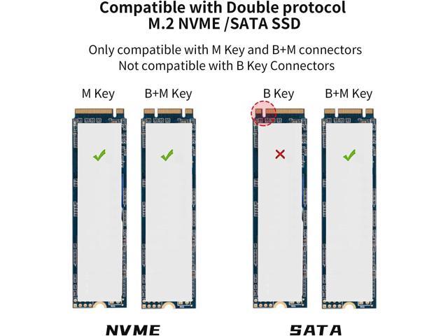 SSK Aluminum M.2 to USB NVMe SATA SSD Enclosure Reader, Tool-Free USB 3.2 Gen 2 10Gbps NVMe PCI-E 6Gbps SATA M-Key / B+M Key Solid State Drive...