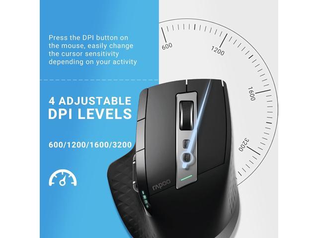 Rapoo Bluetooth Wireless Mouse, 4 Adjustable DPI Rechargeable, Multi-Device (3 Bluetooth+USB) Programmable Ergonomic Mouse with Side Roller, Laser...