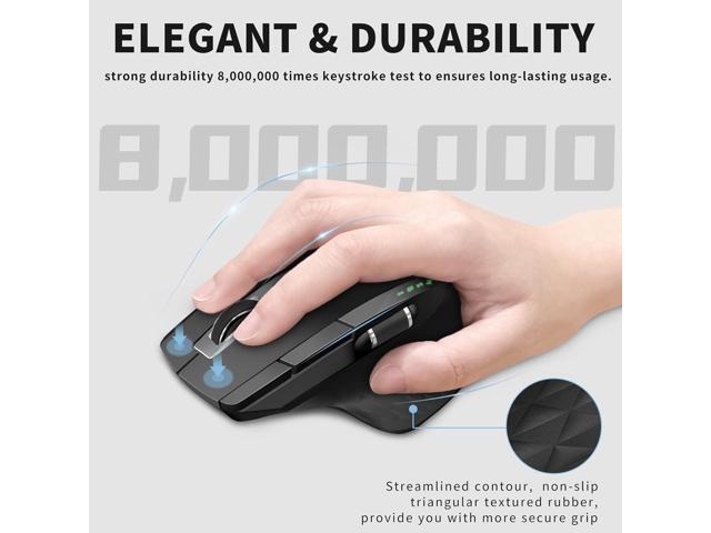 Rapoo Bluetooth Wireless Mouse, 4 Adjustable DPI Rechargeable, Multi-Device (3 Bluetooth+USB) Programmable Ergonomic Mouse with Side Roller, Laser...