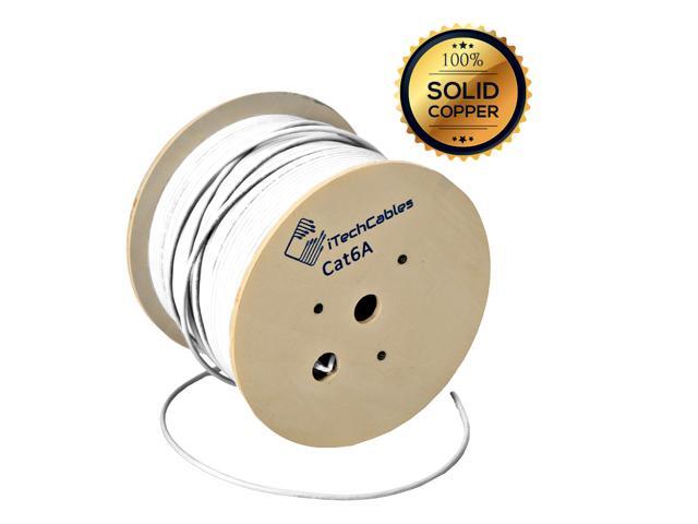 Cat6a Plenum White CMP Rated Pure Copper, 750Mhz 1000ft, Solid Ethernet Cable 23AWG, 10 Gigabit Ethernet Cable, Unshielded Twisted Pairs (UTP)