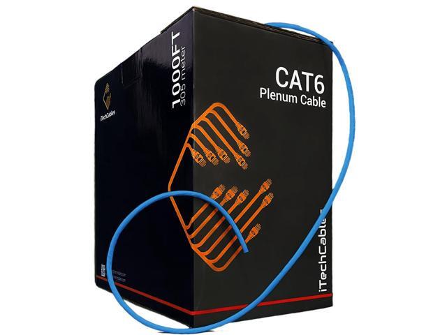 CAT6 Plenum 1000ft Ethernet Cable (CMP Rated) Fluke Test Passed 23AWG 4Pair Solid, 550-MHz Unshielded Twisted Pair (UTP) Up to 10 Gigabit,...