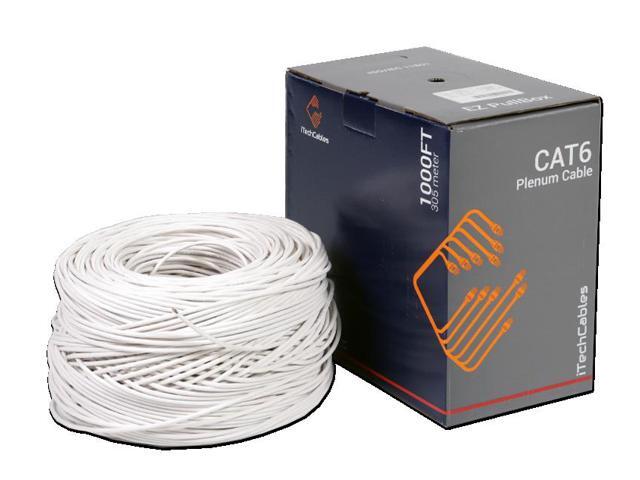 Bulk Cat6 1000ft Plenum CMP Rated Solid White 550 Mhz 23 AWG Cable
