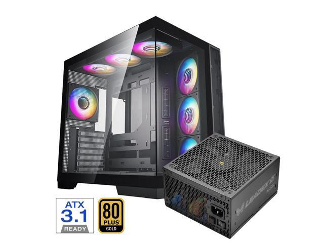 Super Flower Thunder Black / Panoramic Case / Tempered Glass ATX Mid Tower Computer Case / 4 x ARGB Fan / Leadex III Gold ATX 3.1 1000W Power.